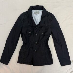 Navy Blue Double-Breasted Trench
